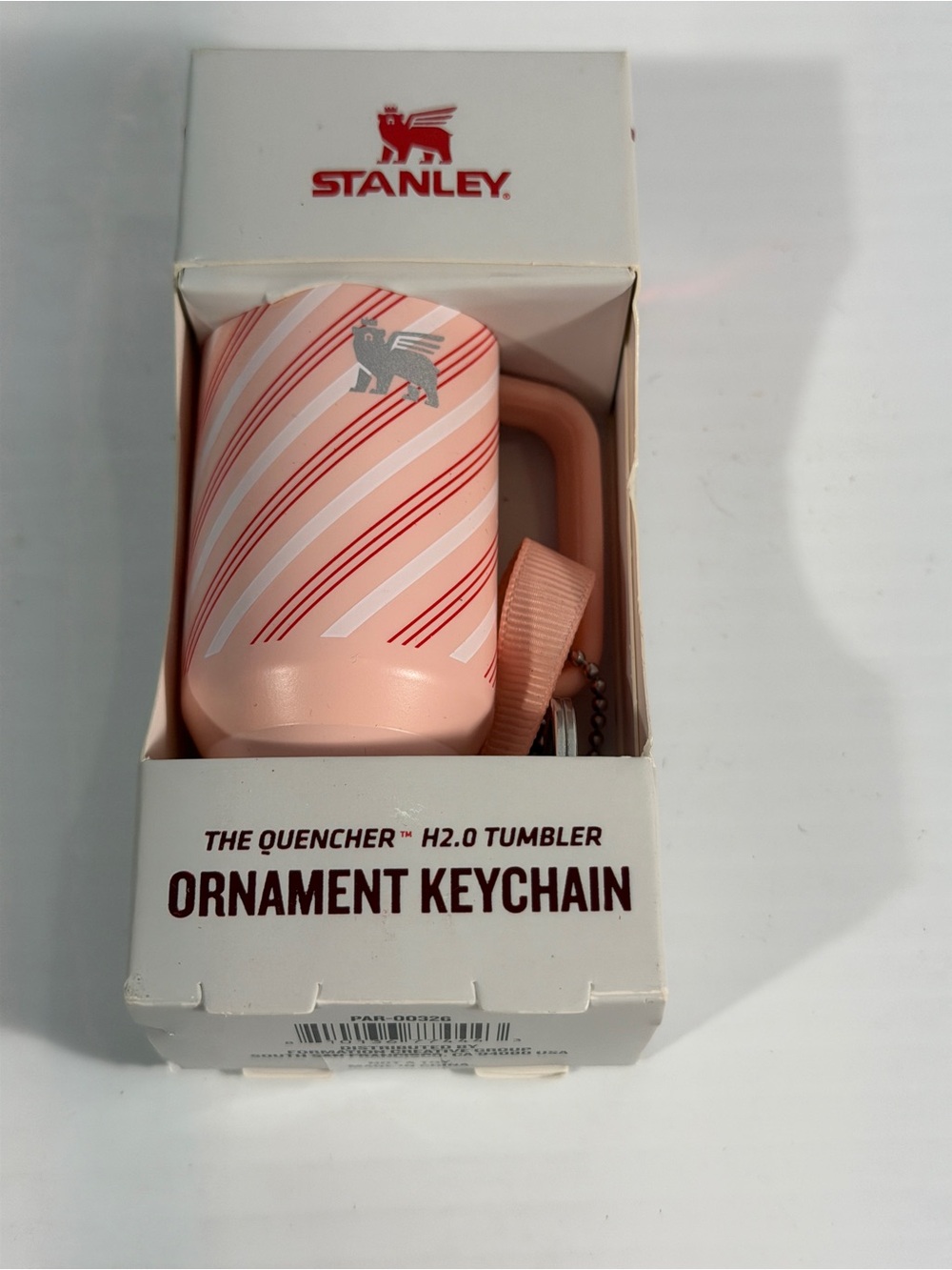 Stanley Pink Striped Ornament Keychain